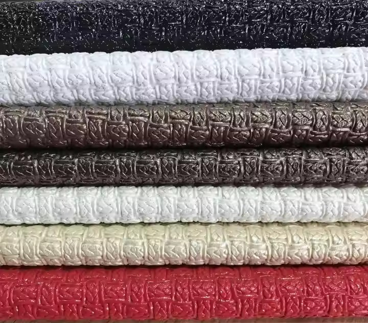 批发高品质压花印花图案金属 PVC 人造革家具材料