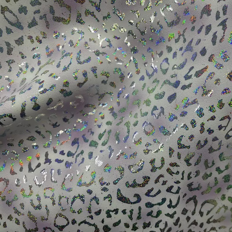 厚实闪光印花豹纹图案 PU 皮革面料乙烯基适用于手袋配件发弓