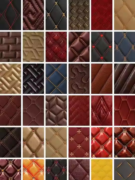 定制各种刺绣设计图案的汽车座椅和脚垫合成革产品