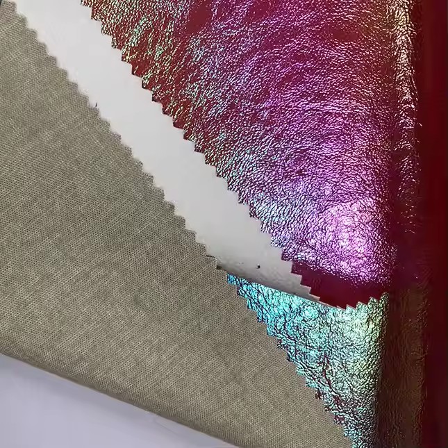 批发粗闪光面料服装 PU 皮革薄合成皮革服装夹克