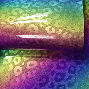 tilpasset holografisk Pu-skinn Leopard Print-stoff for h&aring;ndvesker