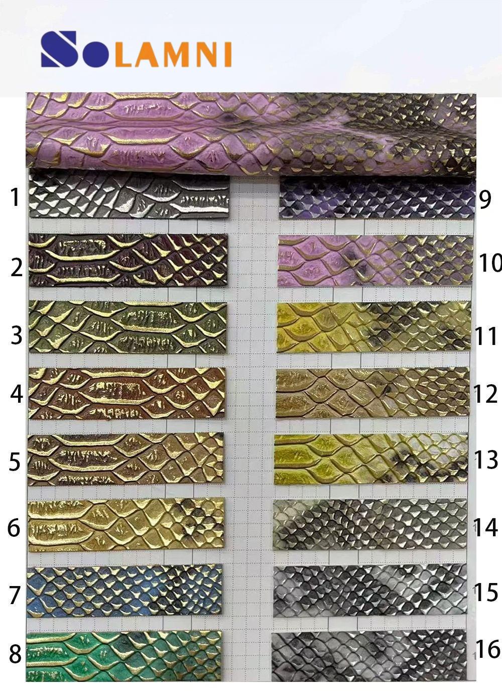 优质压纹蟒蛇皮 PU 皮革，烫金