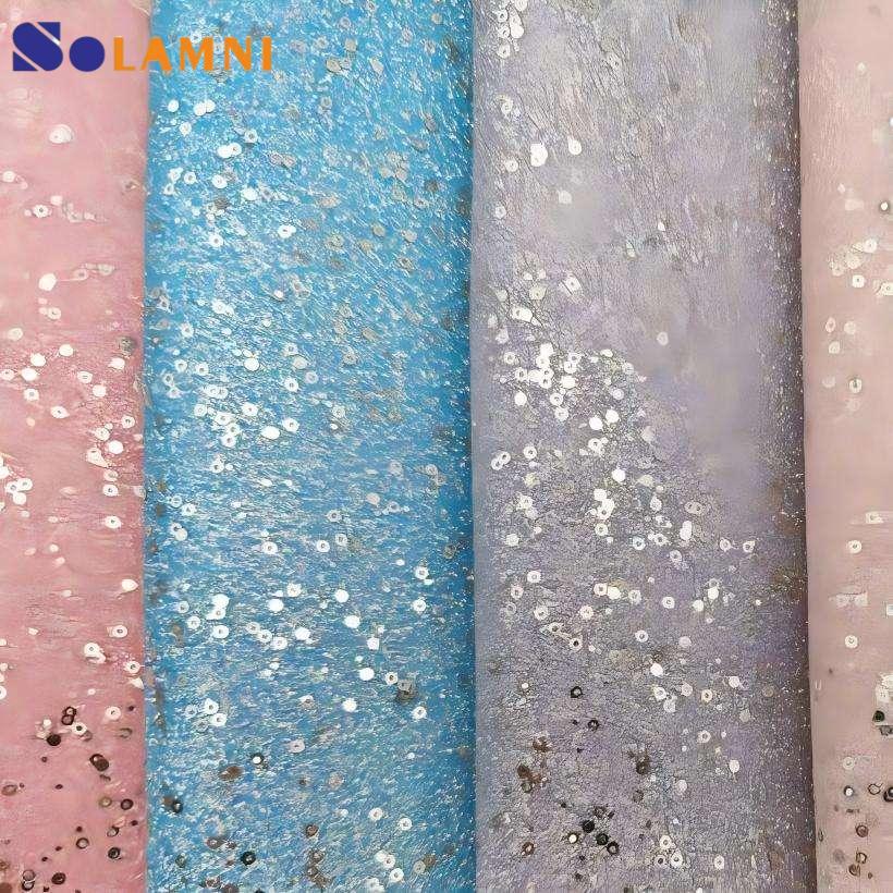 Vải da Pu long lanh in ba chiều