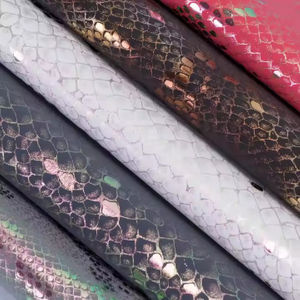 金属箔蟒蛇皮人造革合成蛇皮皮革 PU 手袋合成革