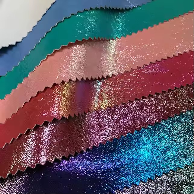批发粗闪光面料服装 PU 皮革薄合成皮革服装夹克