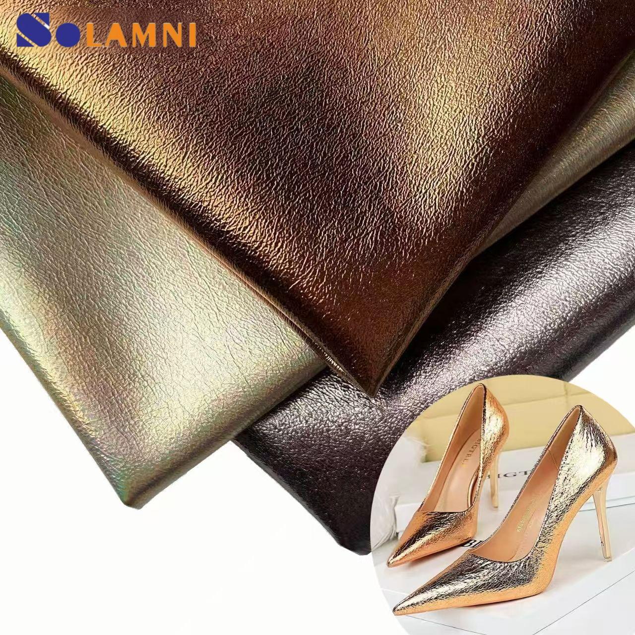 Metallic-Embossed PU Leather Para sa Mga Sapatos ng Babae