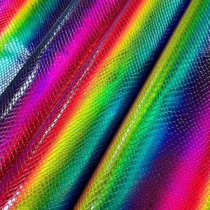 人造革彩虹压纹蛇纹 PU 全息皮革乙烯基